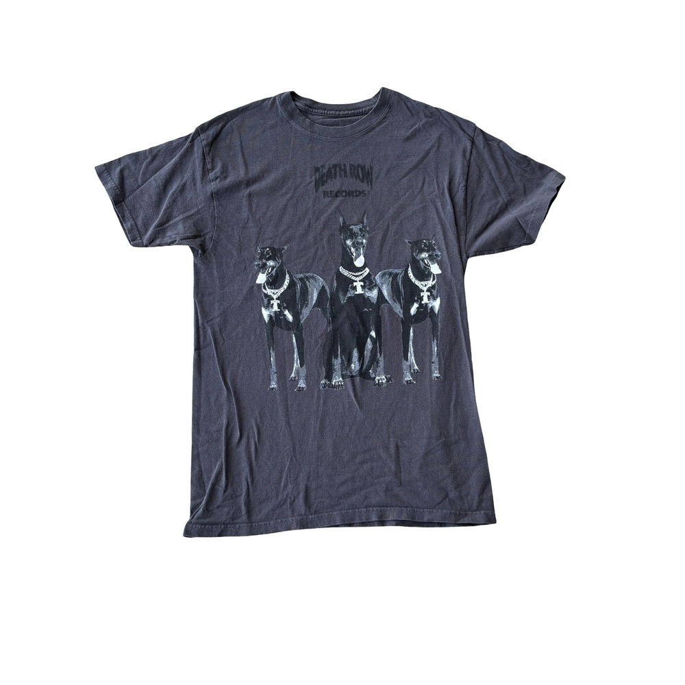 Death Row Records Doberman Graphic T-Shirt M Charcoal Grey Vintage Wash